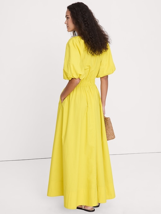 banana republic stretch cotton poplin maxi dress Cotton Poplin Puff-Sleeve Maxi Dress