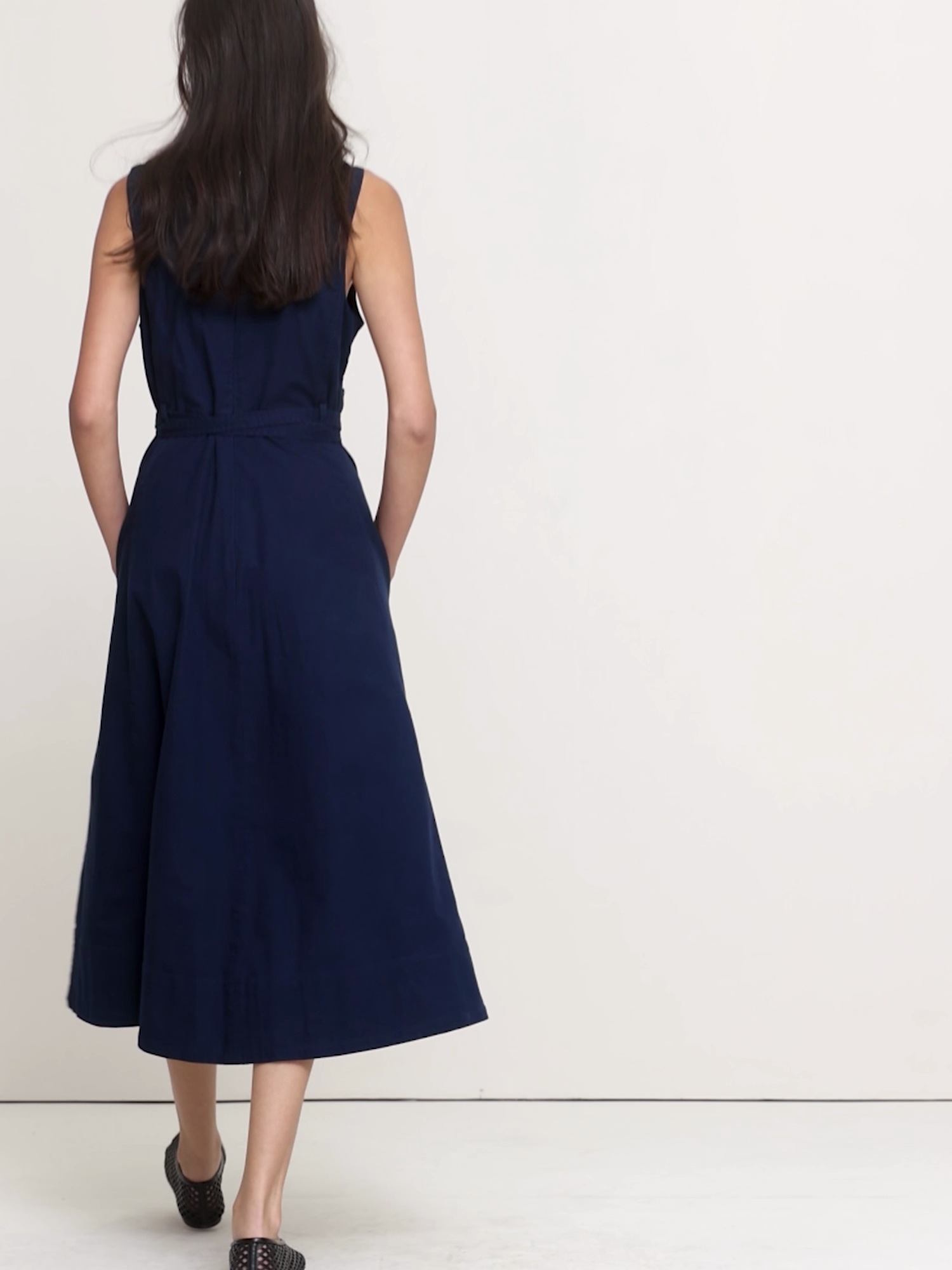 Женское платье Banana Republic Cotton Canvas Midi, цвет: Тёмно-синий — фото 4