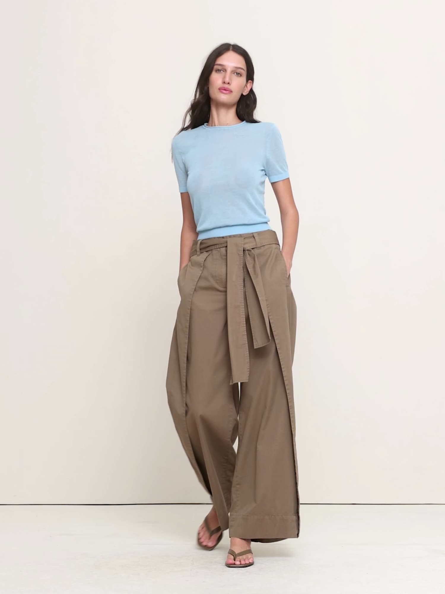 High-Rise Wide-Leg Wrap-Front Chino | Banana Republic