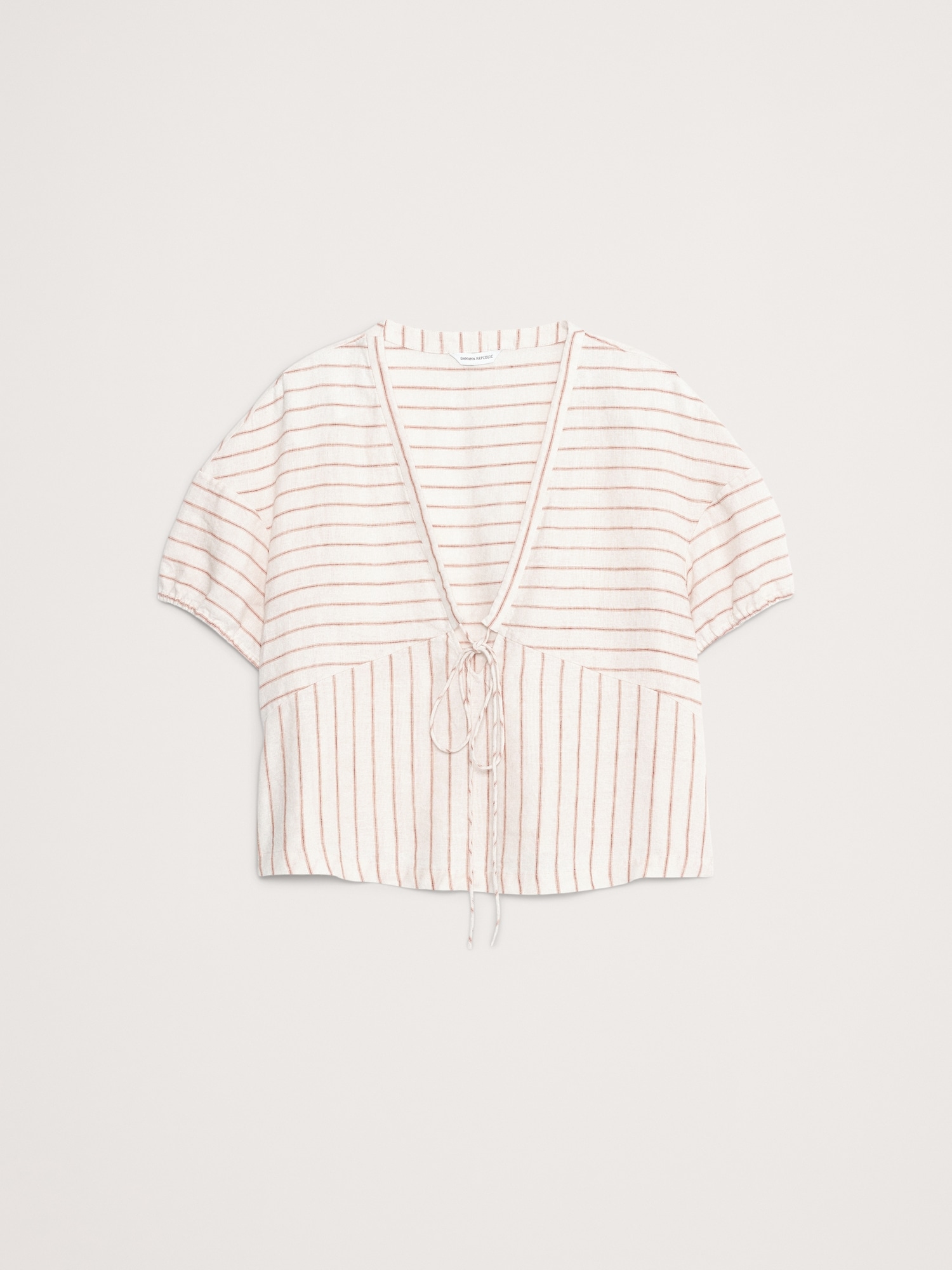 Image number 4 showing, Linen Tie-Front V-Neck Top