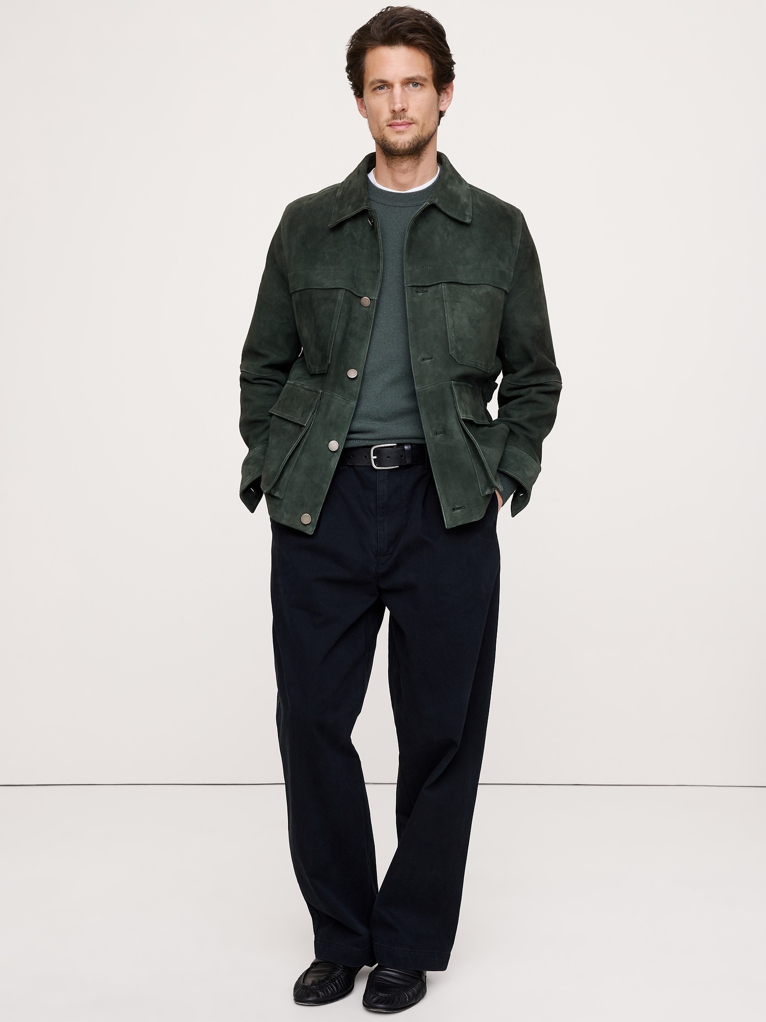 Мужская куртка Banana Republic Suede Field, цвет: Сосновый — фото 3
