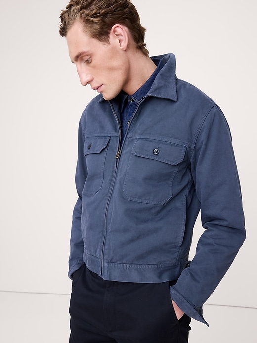 Cotton Twill Mechanic's Jacket with Corduroy Collar