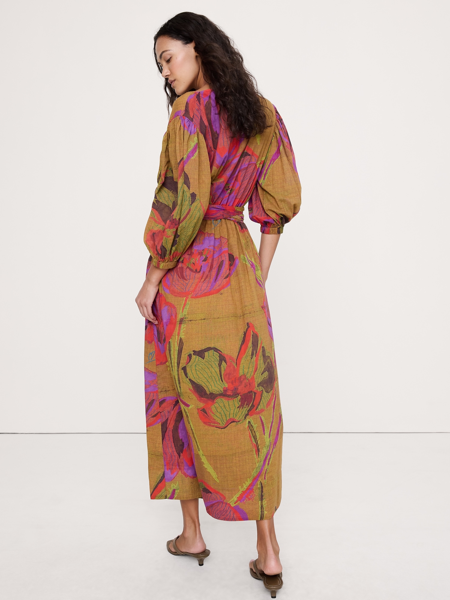Image number 3 showing, Lightweight Cotton Wrap Maxi Dress