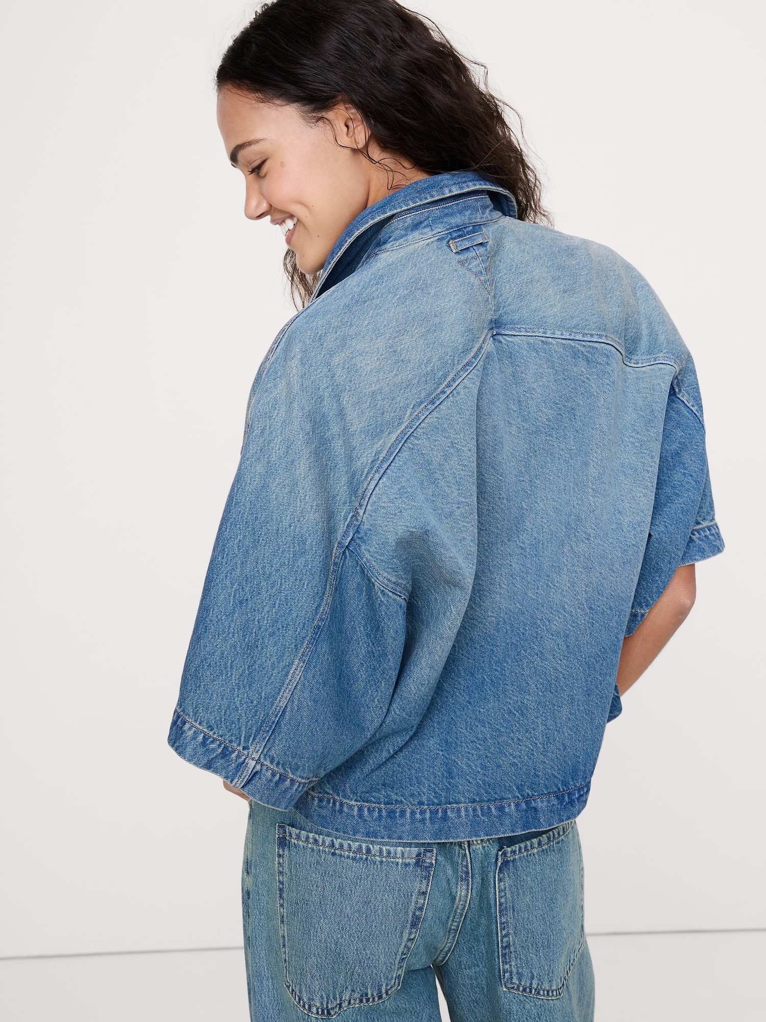 Image number 2 showing, Boxy Crop Denim Shirt