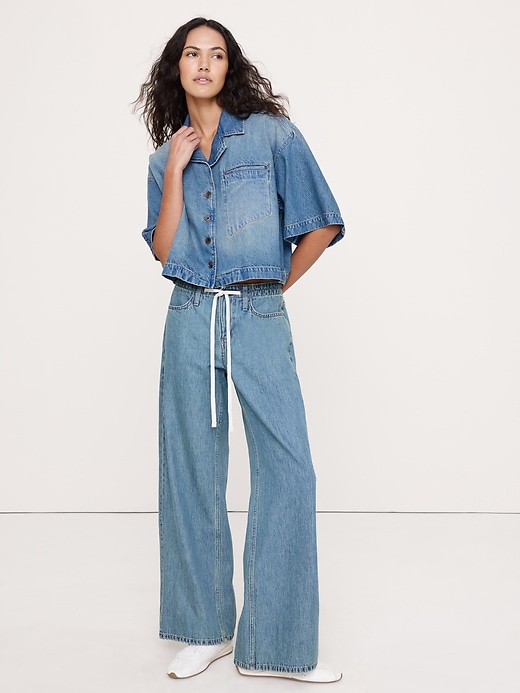 Boxy Crop Denim Shirt | Banana Republic