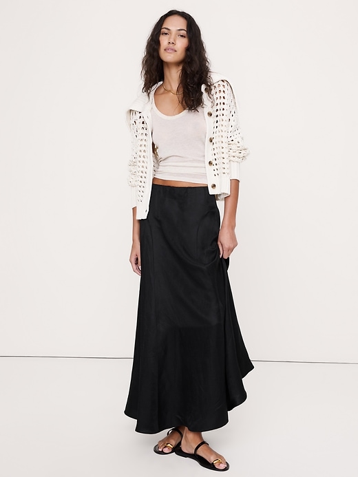 Viscose-Linen Maxi Skirt