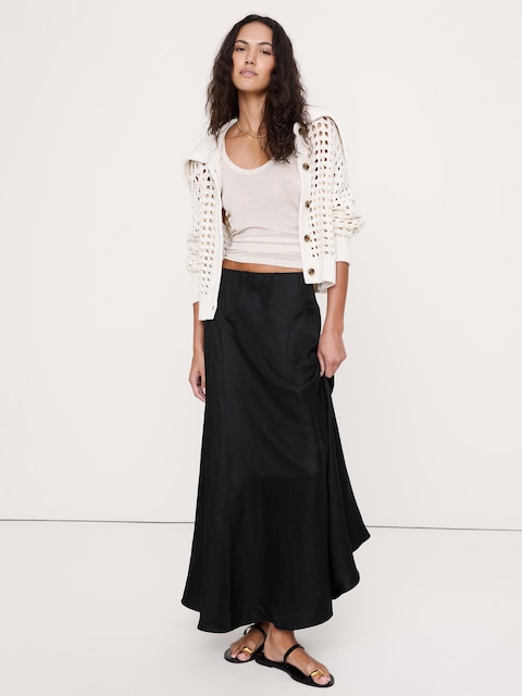 Viscose-Linen Maxi Skirt