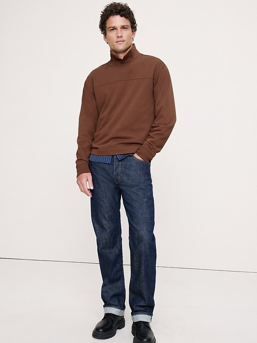 Cotton Fleece Mock Neck Sweatshirt