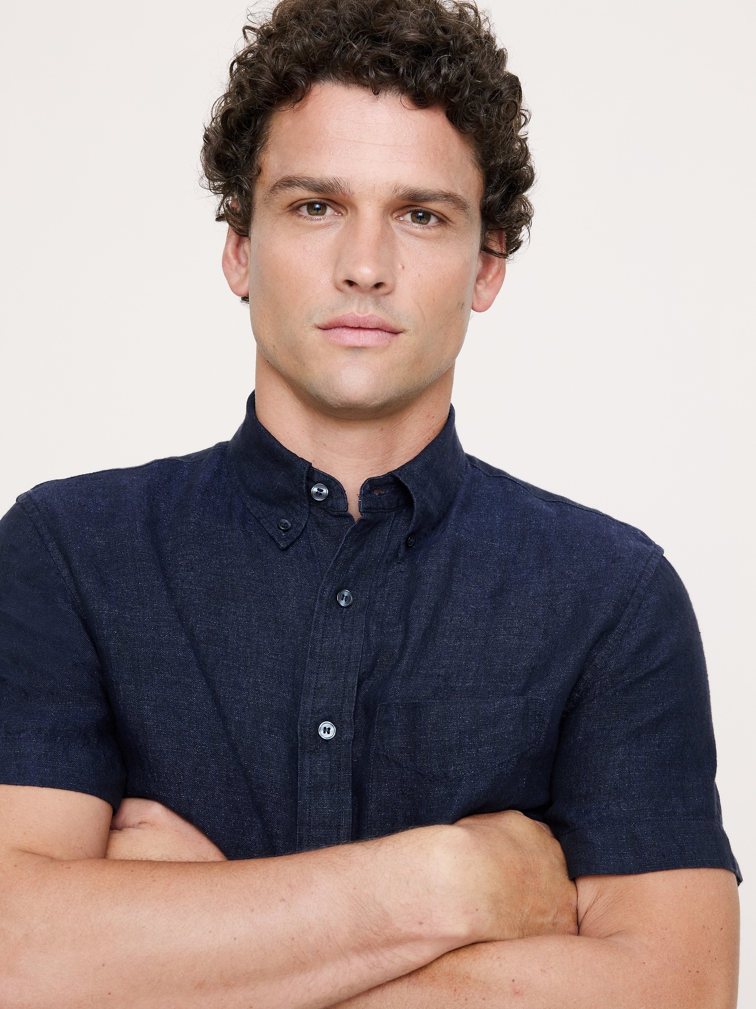 Image number 3 showing, Standard-Fit Linen Short-Sleeve Shirt