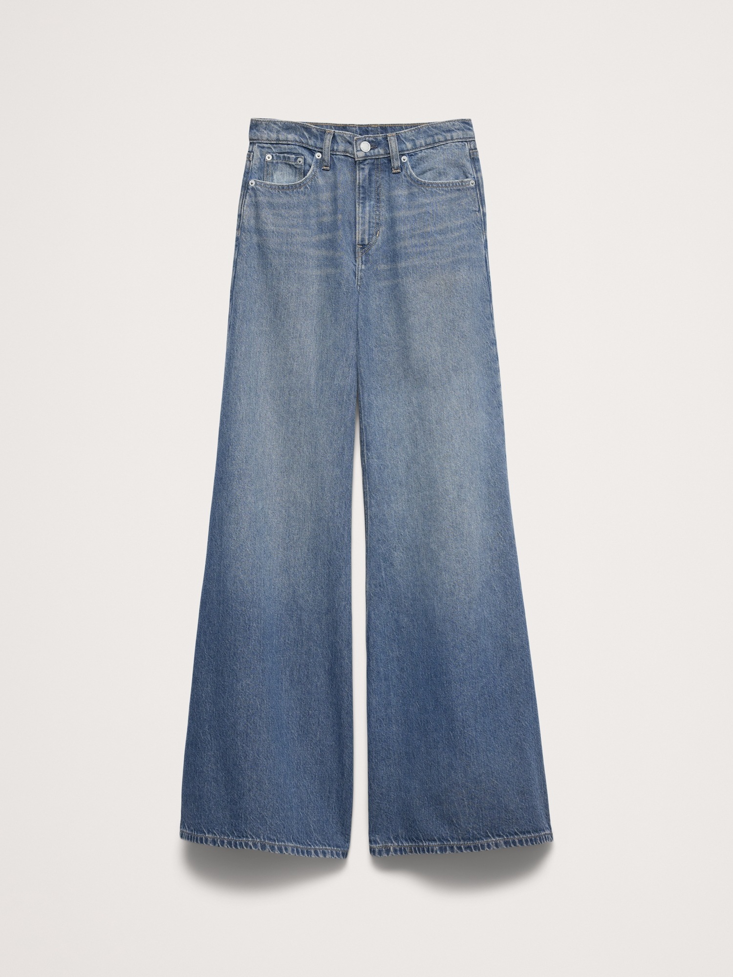 Женские джинсы Banana Republic High-Rise Wide-Leg Lightweight Palazzo Jean, цвет: Средняя варка — фото 5