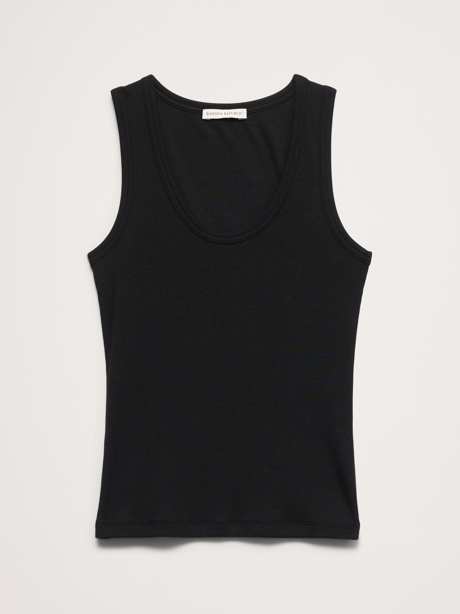 Женский топ Banana Republic Ribbed Scoop-Neck Tank, цвет: Чёрный — фото 2
