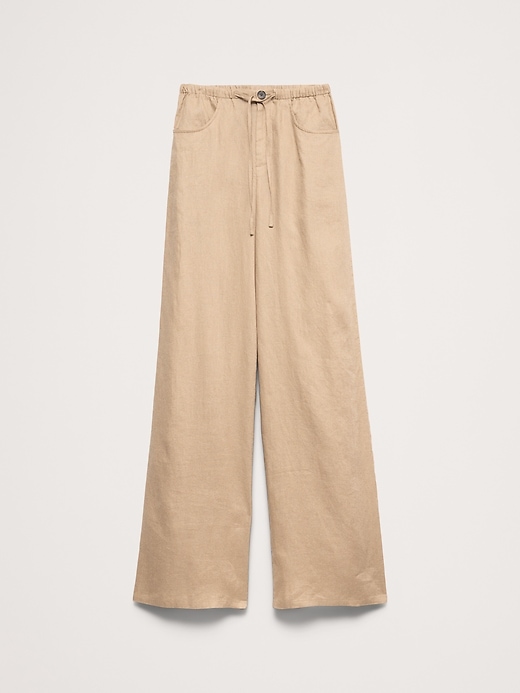 The Studio Wide-Leg Drawstring Pant in Linen | Banana Republic