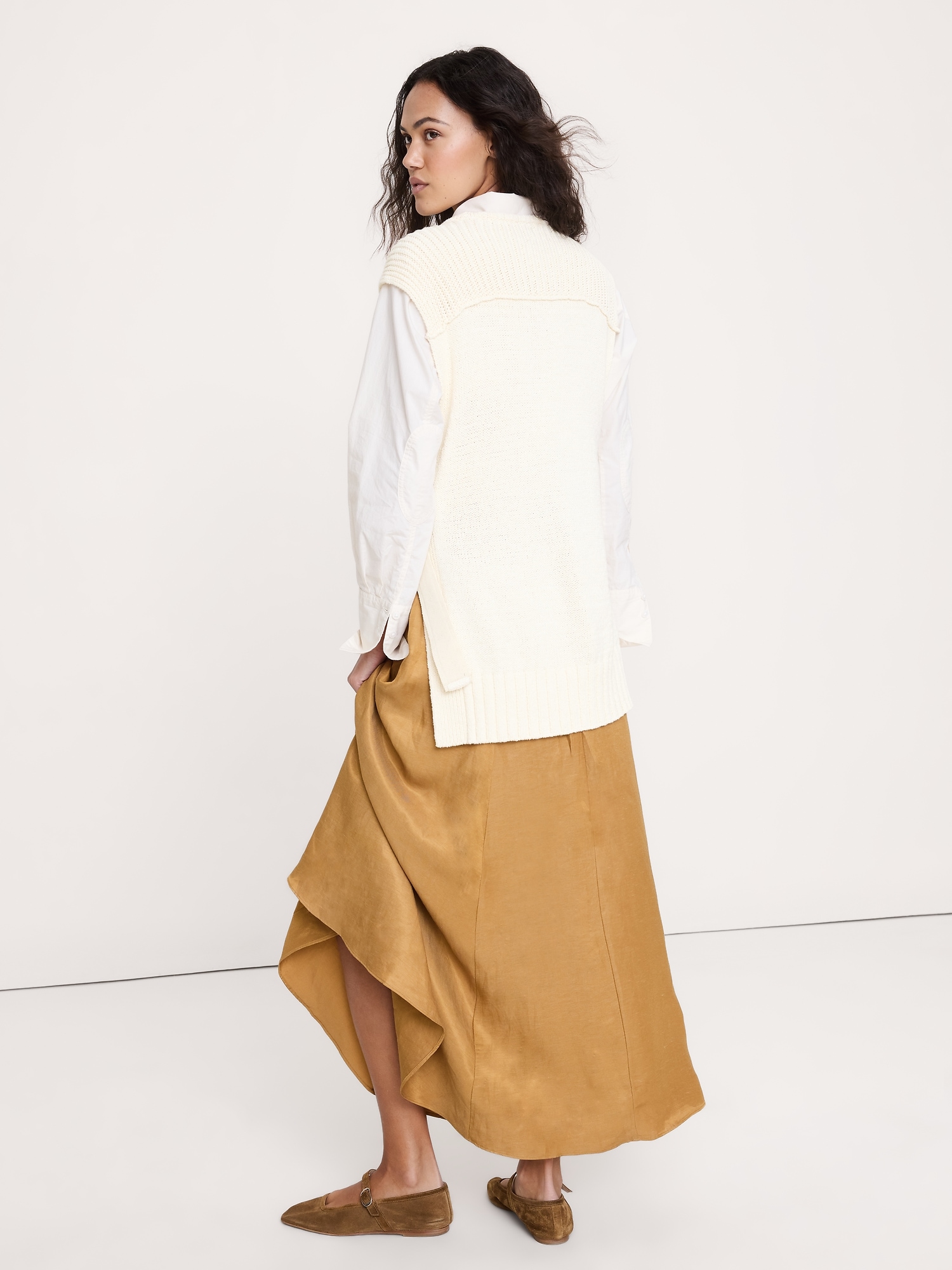 Image number 4 showing, Chunky Cotton-Blend Sweater Vest with Open Sides