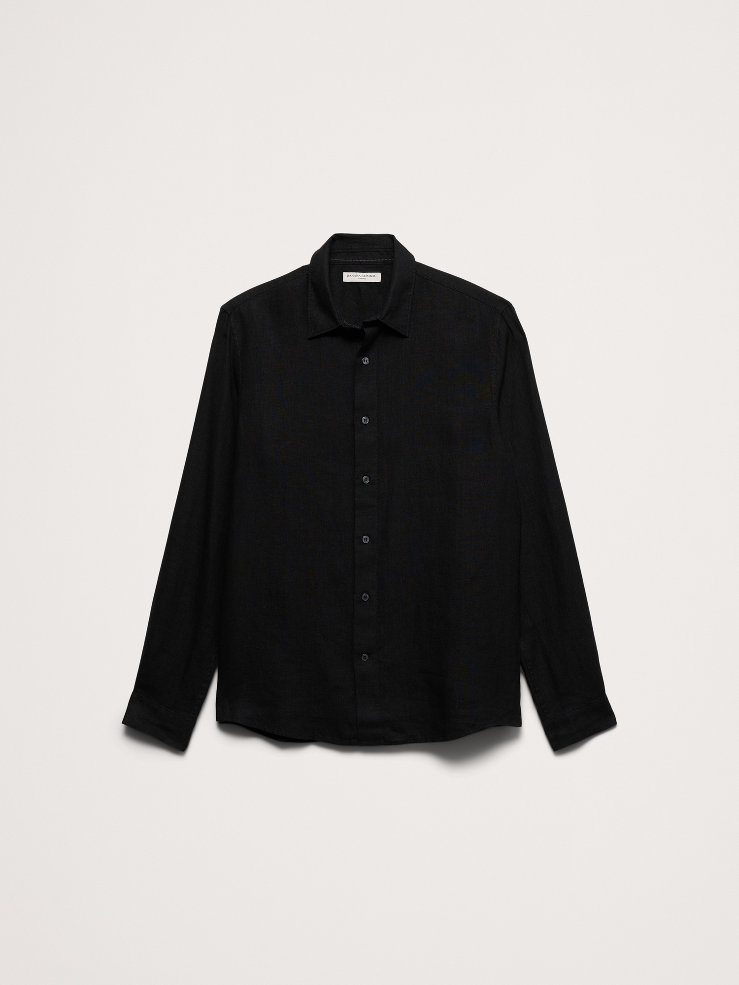 Мужская рубашка Banana Republic Standard-Fit Linen, цвет: Чёрный — фото 4