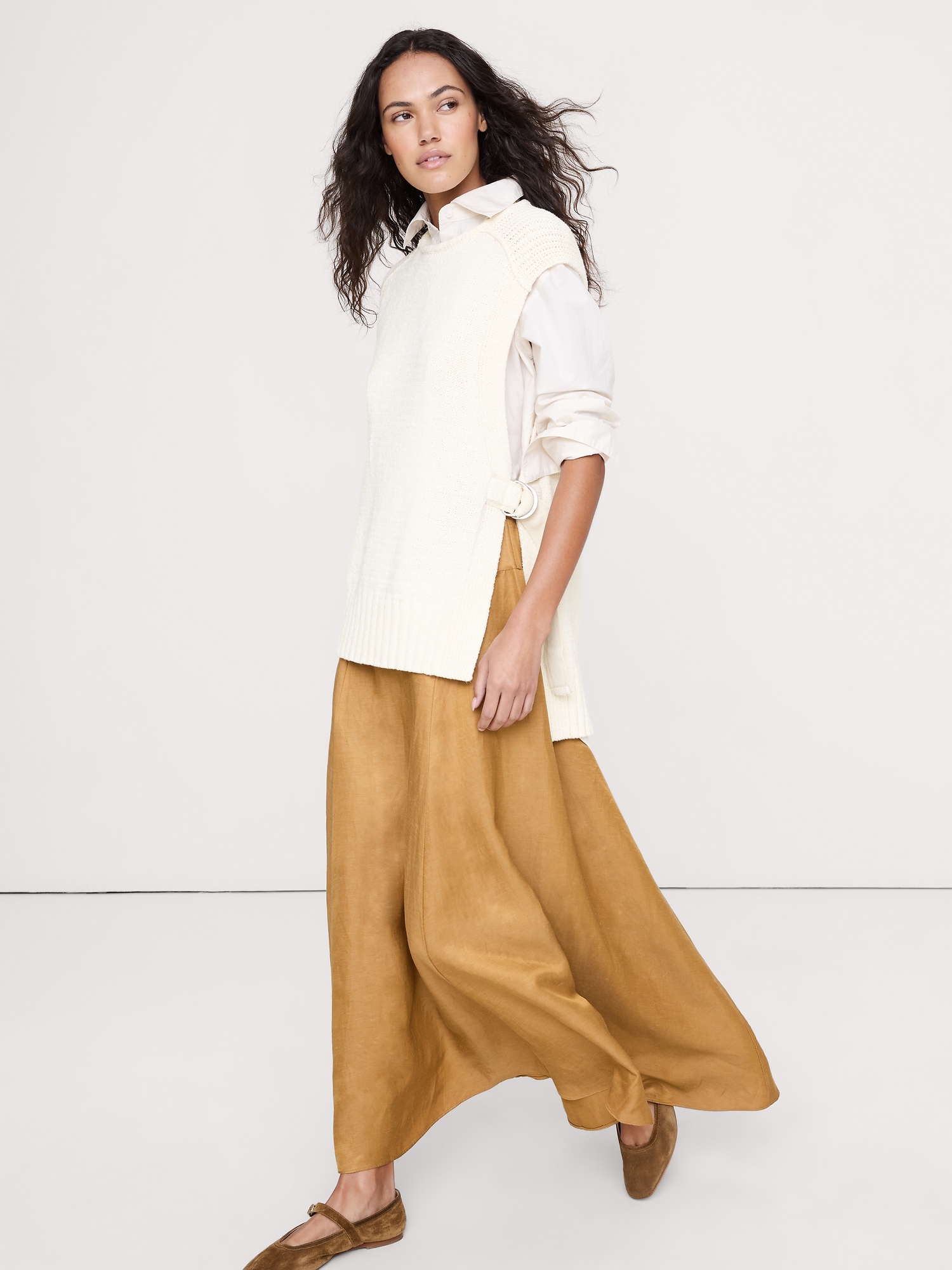 Image number 5 showing, Chunky Cotton-Blend Sweater Vest with Open Sides