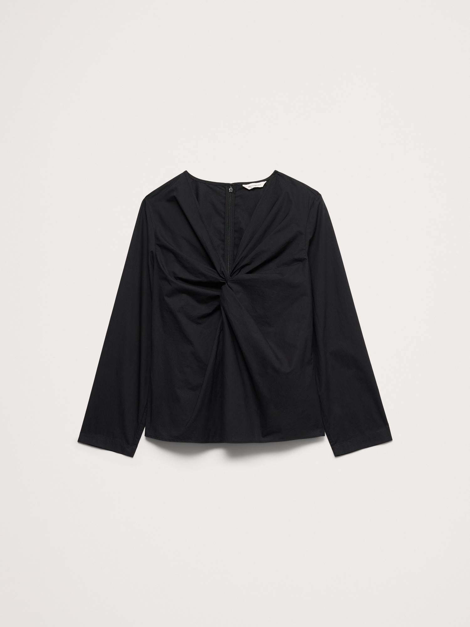 Женский топ Banana Republic Cotton Poplin Twist-Front Top, цвет: Чёрный — фото 4