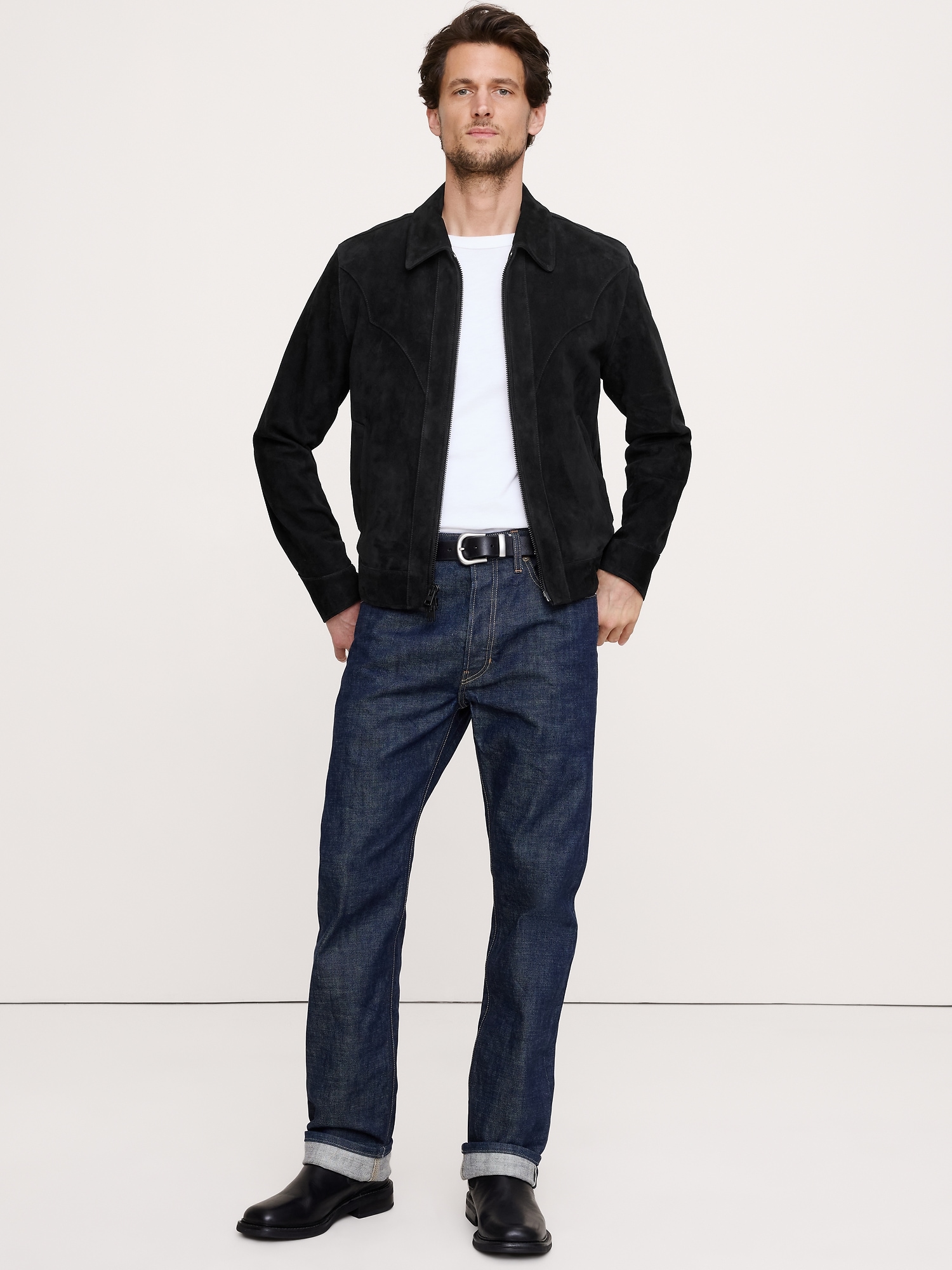 Мужская куртка Banana Republic Suede Western, цвет: Чёрный — фото 3
