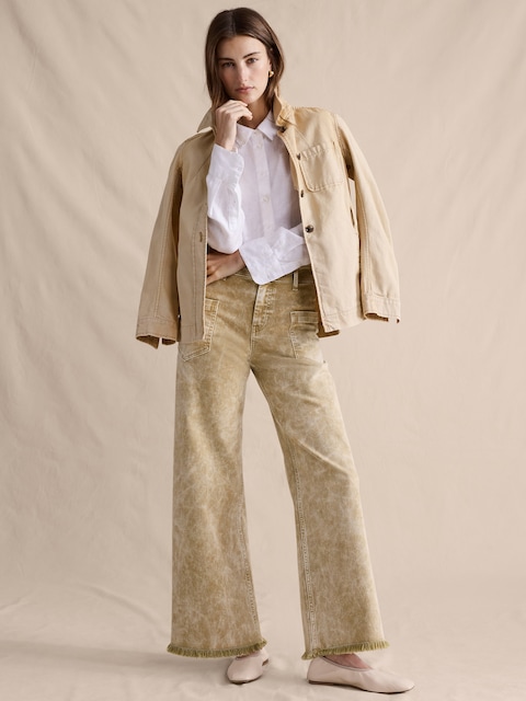 High-Rise Wide-Leg Jean with Raw Hem