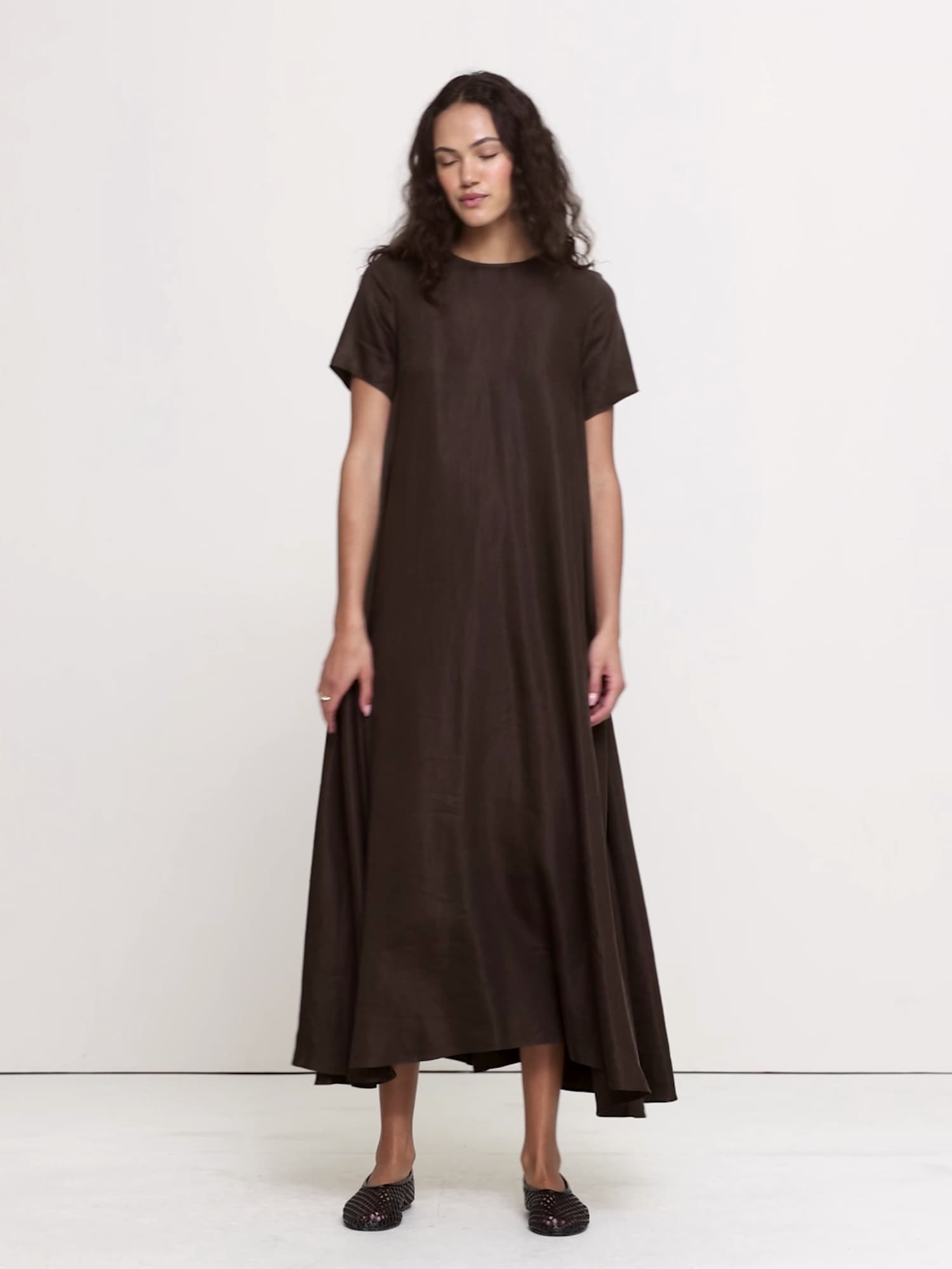Viscose-Linen Trapeze Maxi Dress | Banana Republic