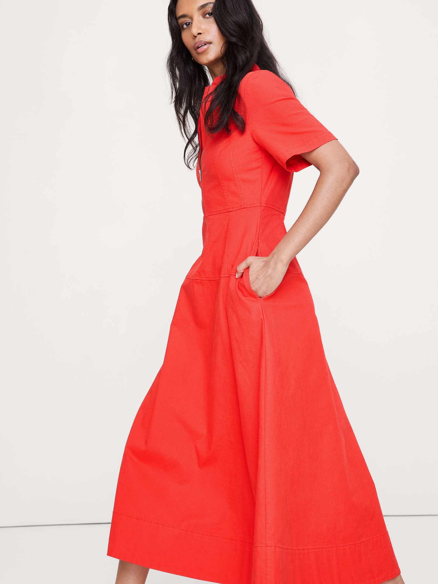 Image number 7 showing, Cotton Canvas Zip-Front Maxi Dress