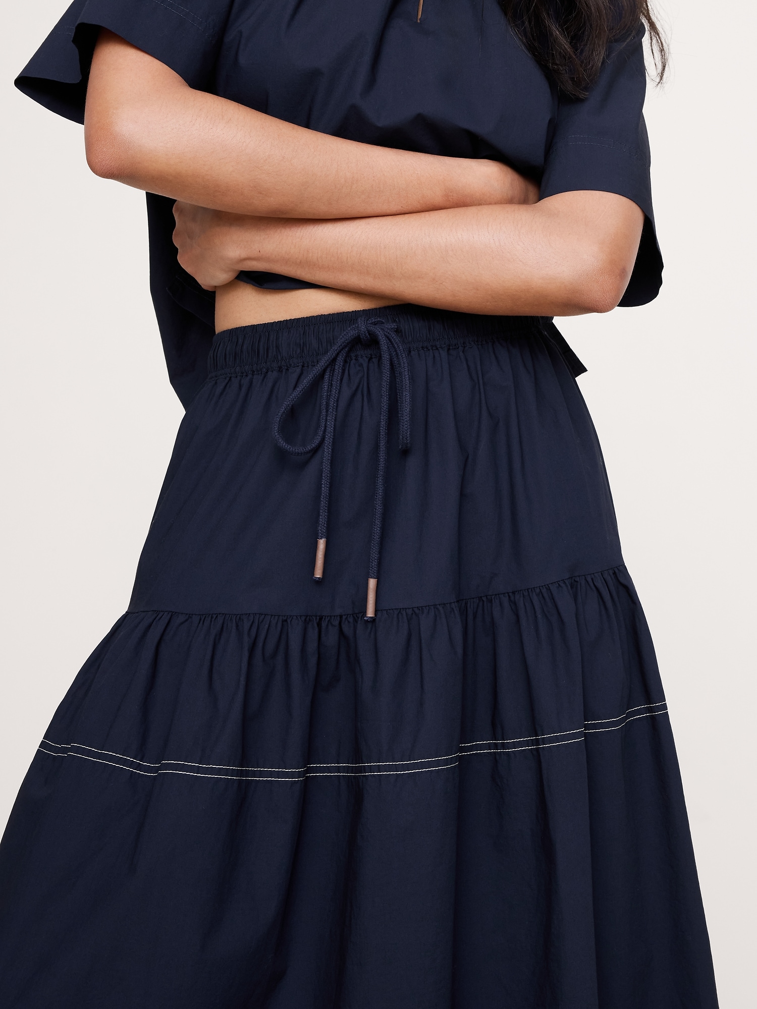 Image number 3 showing, Cotton Poplin Tiered Maxi Skirt