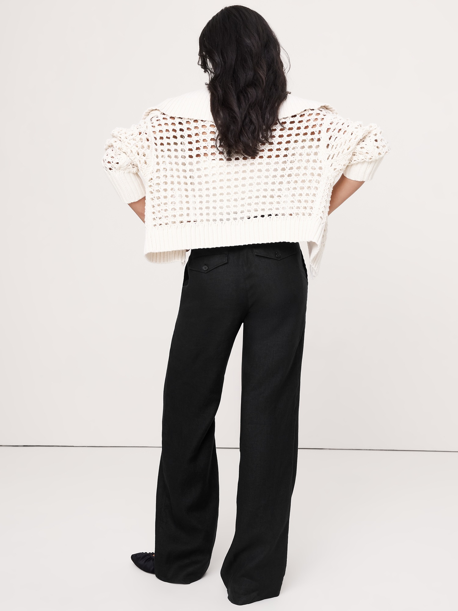 Женские брюки Banana Republic The Everyday Wide-Leg Pant in Linen, цвет: Чёрный — фото 2