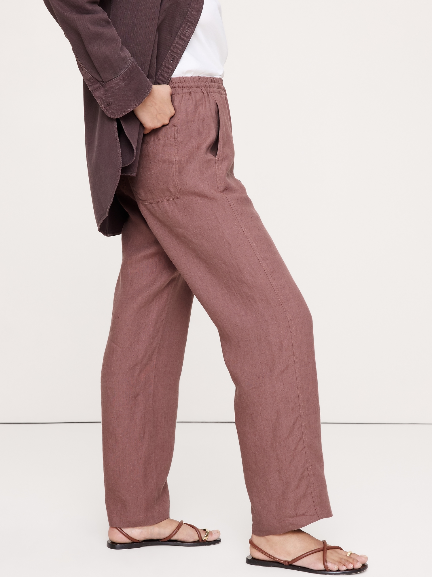 Image number 4 showing, The Getaway Straight-Leg Pull-On Pant in Linen