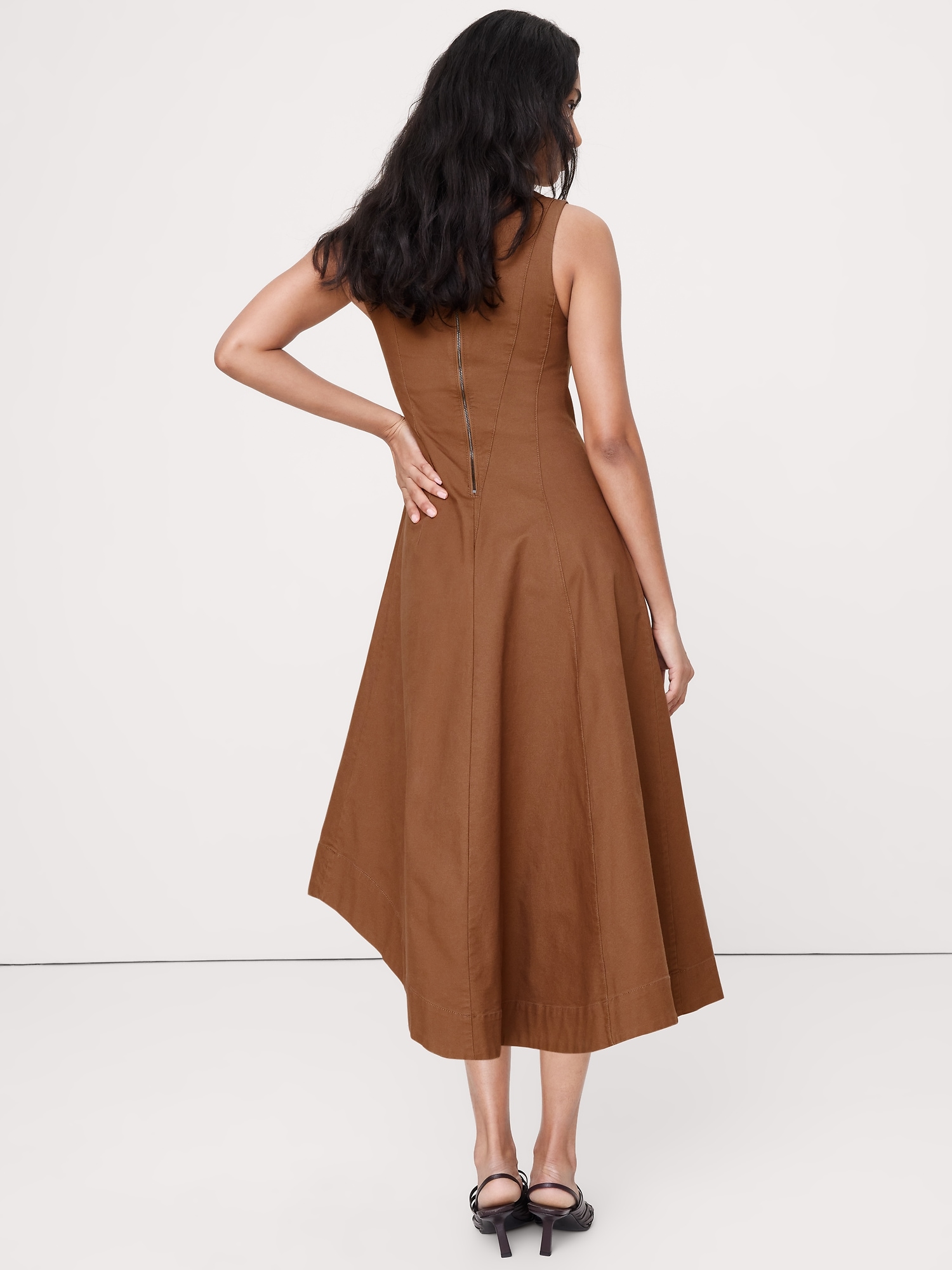 Image number 2 showing, Cotton Canvas Asymmetric Midi Dress