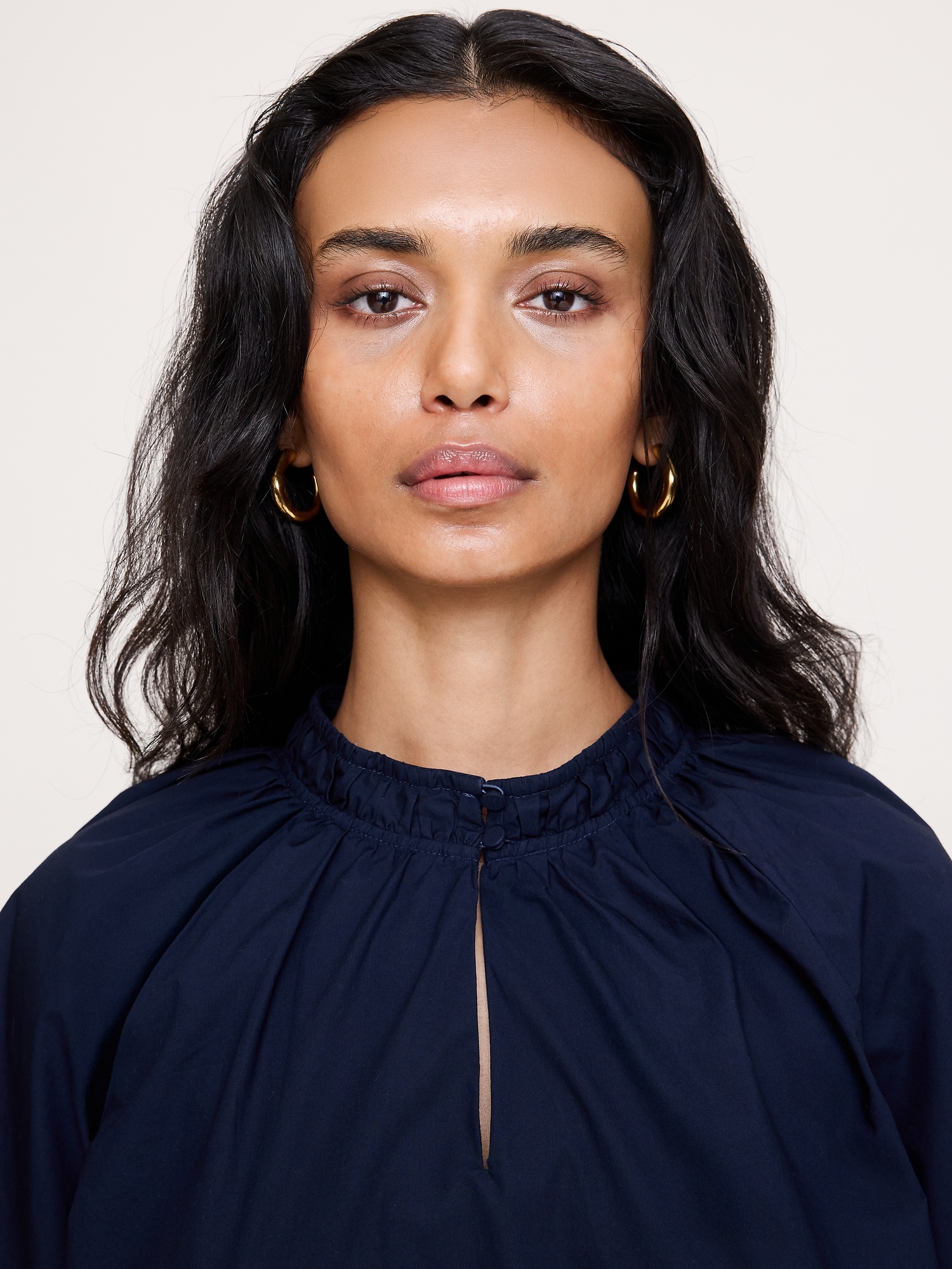 Image number 3 showing, Cotton Poplin Split-Neck Top