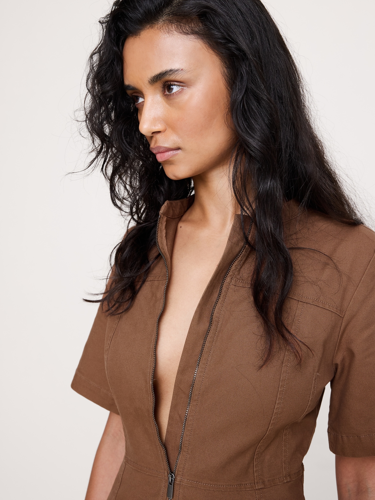 Image number 3 showing, Cotton Canvas Zip-Front Maxi Dress