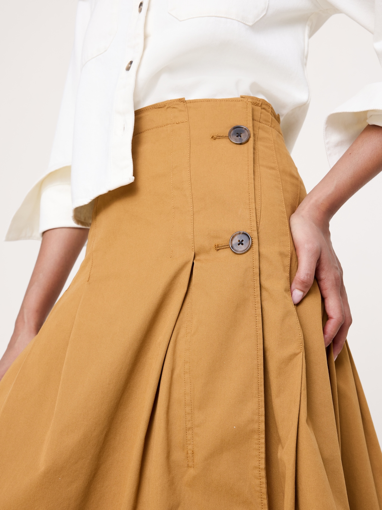 Image number 3 showing, Cotton Twill Asymmetrical Pleated Skirt
