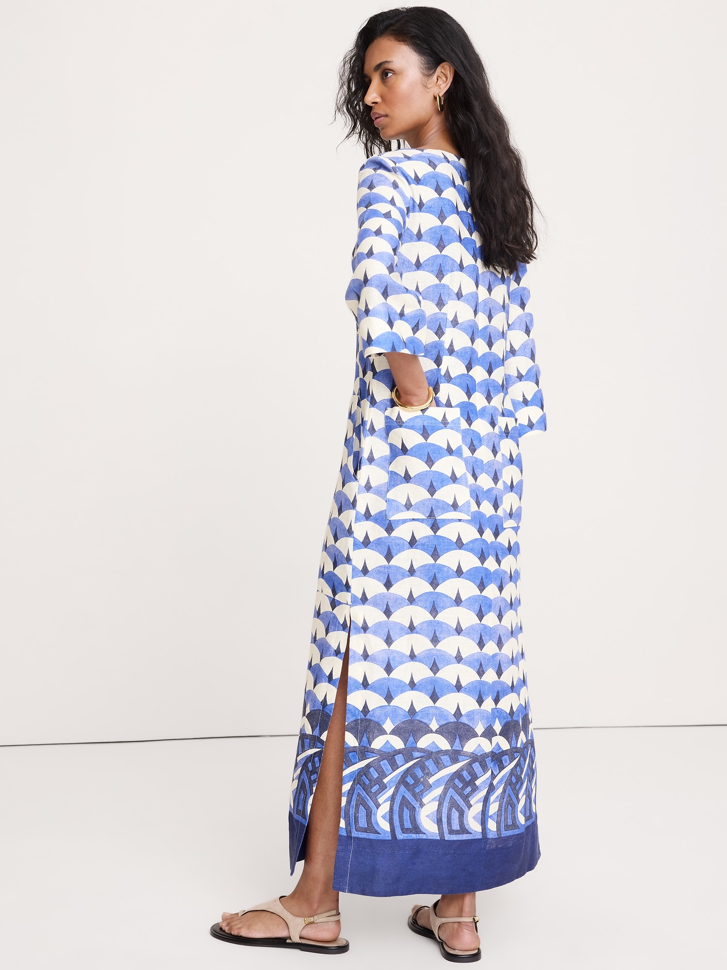 Image number 3 showing, Linen Scoop-Neck Maxi Dress