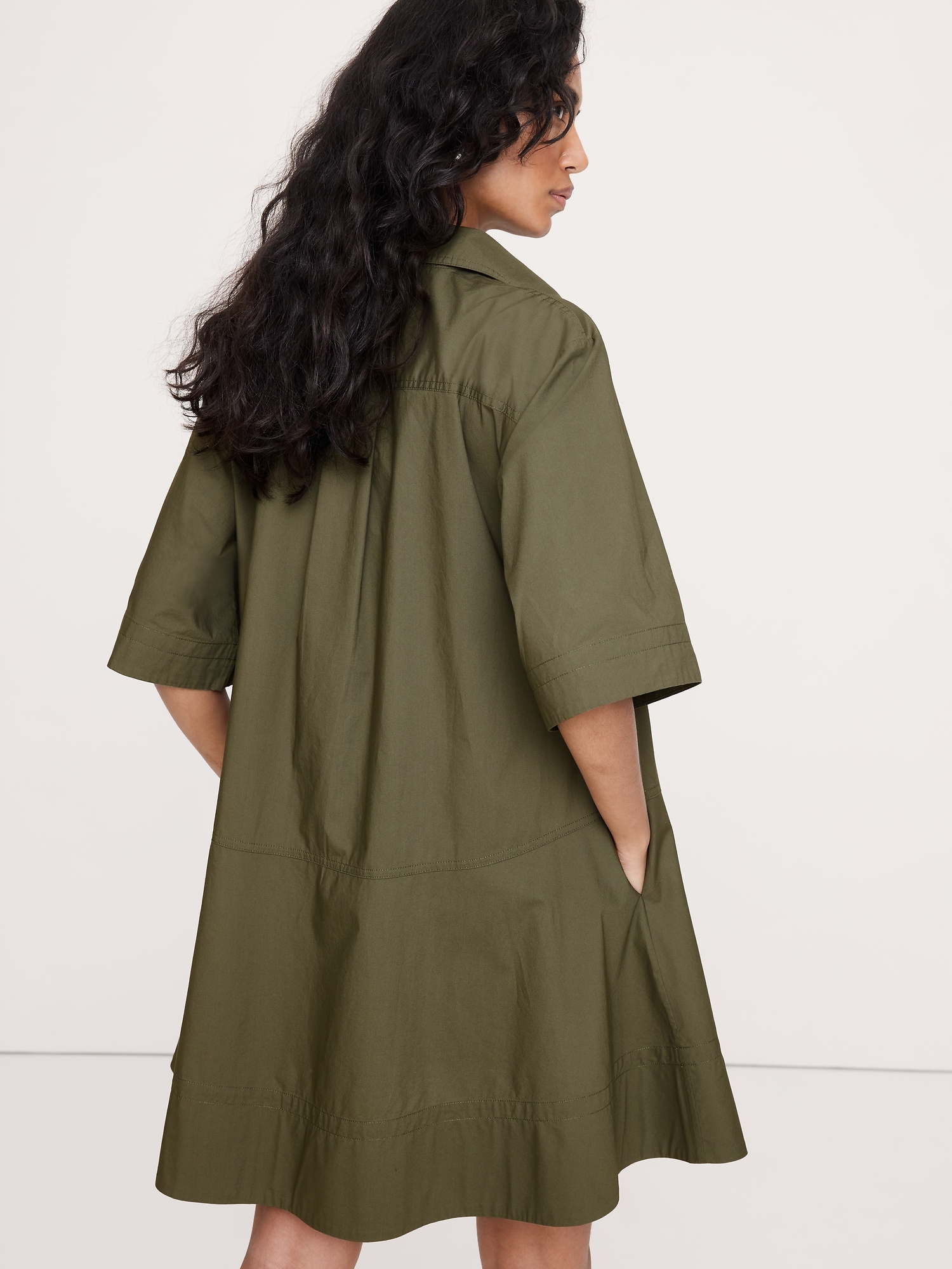 Image number 5 showing, Cotton Poplin Trapeze Mini Shirt Dress