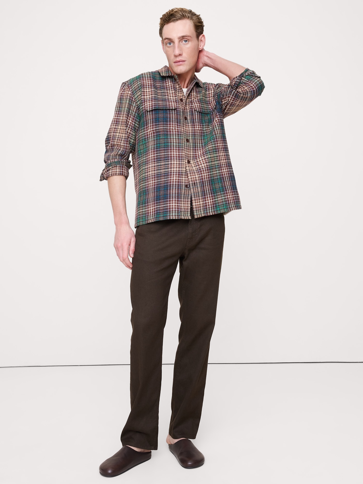 Straight Linen-Cotton Traveler Pant