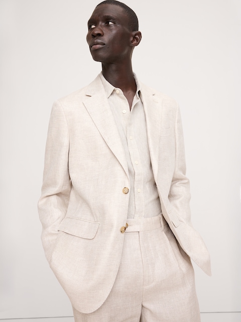 Tailored Slim-Fit Herringbone Linen Suit Jacket