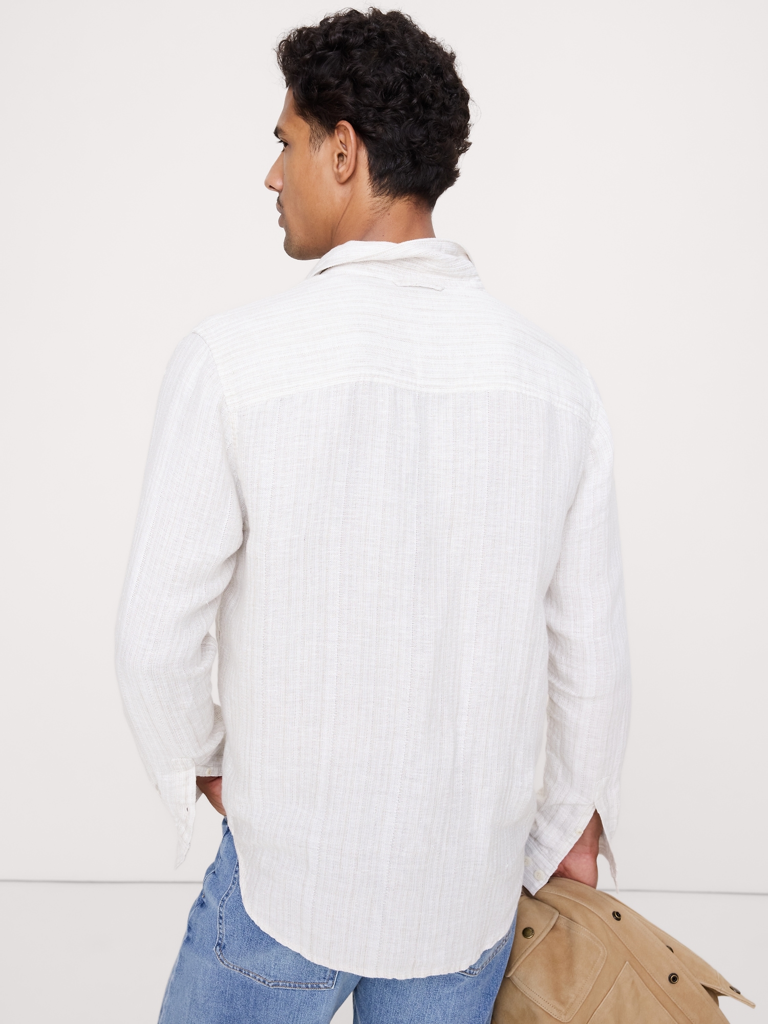 Image number 6 showing, Standard-Fit Textured Linen-Cotton Shirt