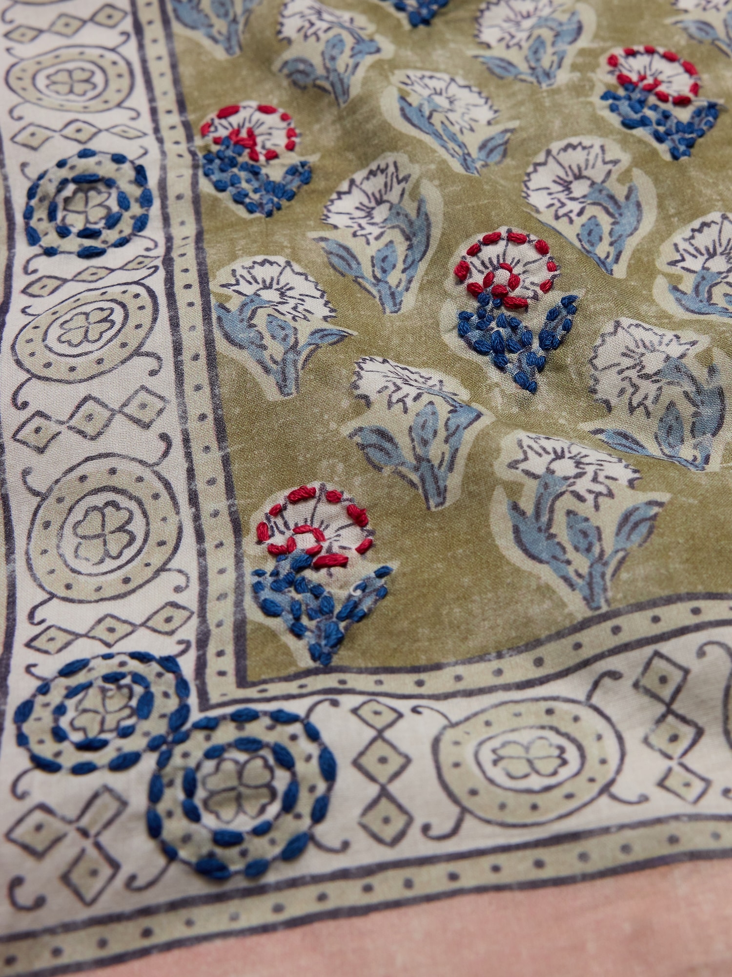 Image number 5 showing, Embroidered Cotton Scarf by Vismaya