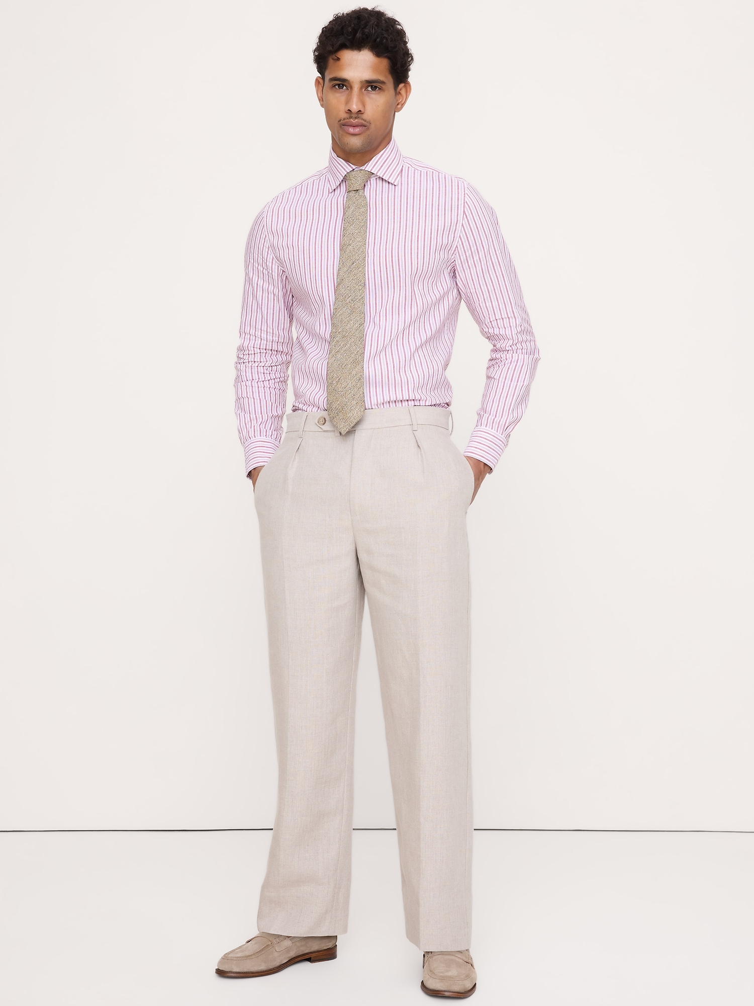 Slim-Fit Linen-Cotton Dress Shirt