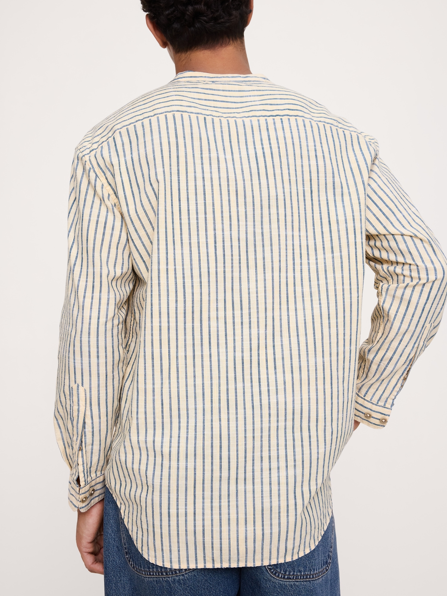 Image number 2 showing, Relaxed-Fit Cotton-Slub Banded-Collar Shirt