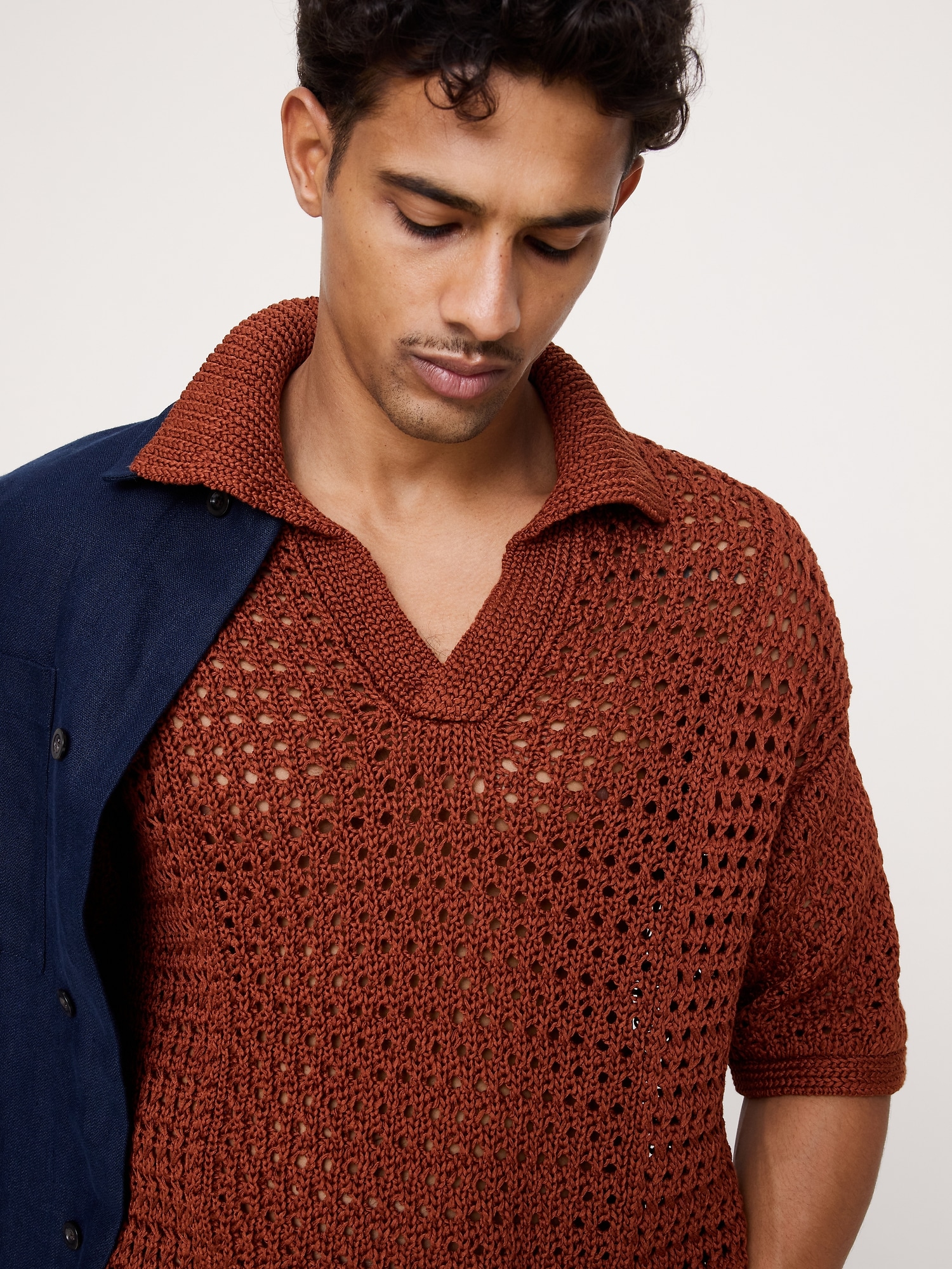 Image number 3 showing, Crochet Cotton Sweater Polo