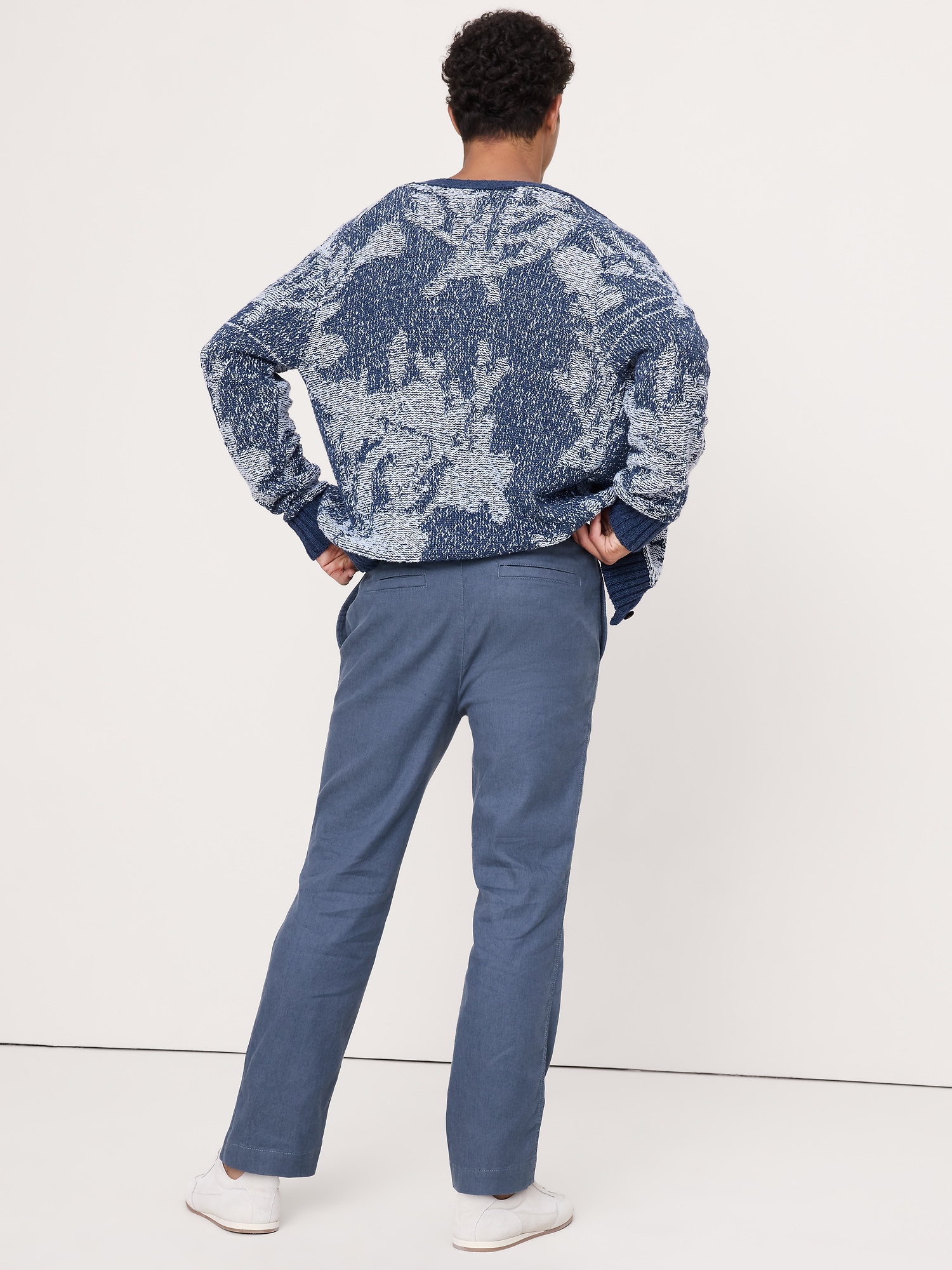 Image number 8 showing, Straight Italian Linen-Cotton Pull-On Pant