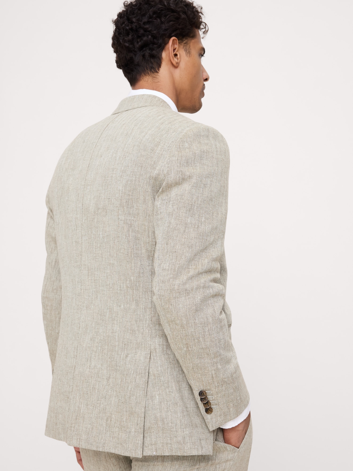 Image number 3 showing, Green Linen-Cotton Suit Jacket