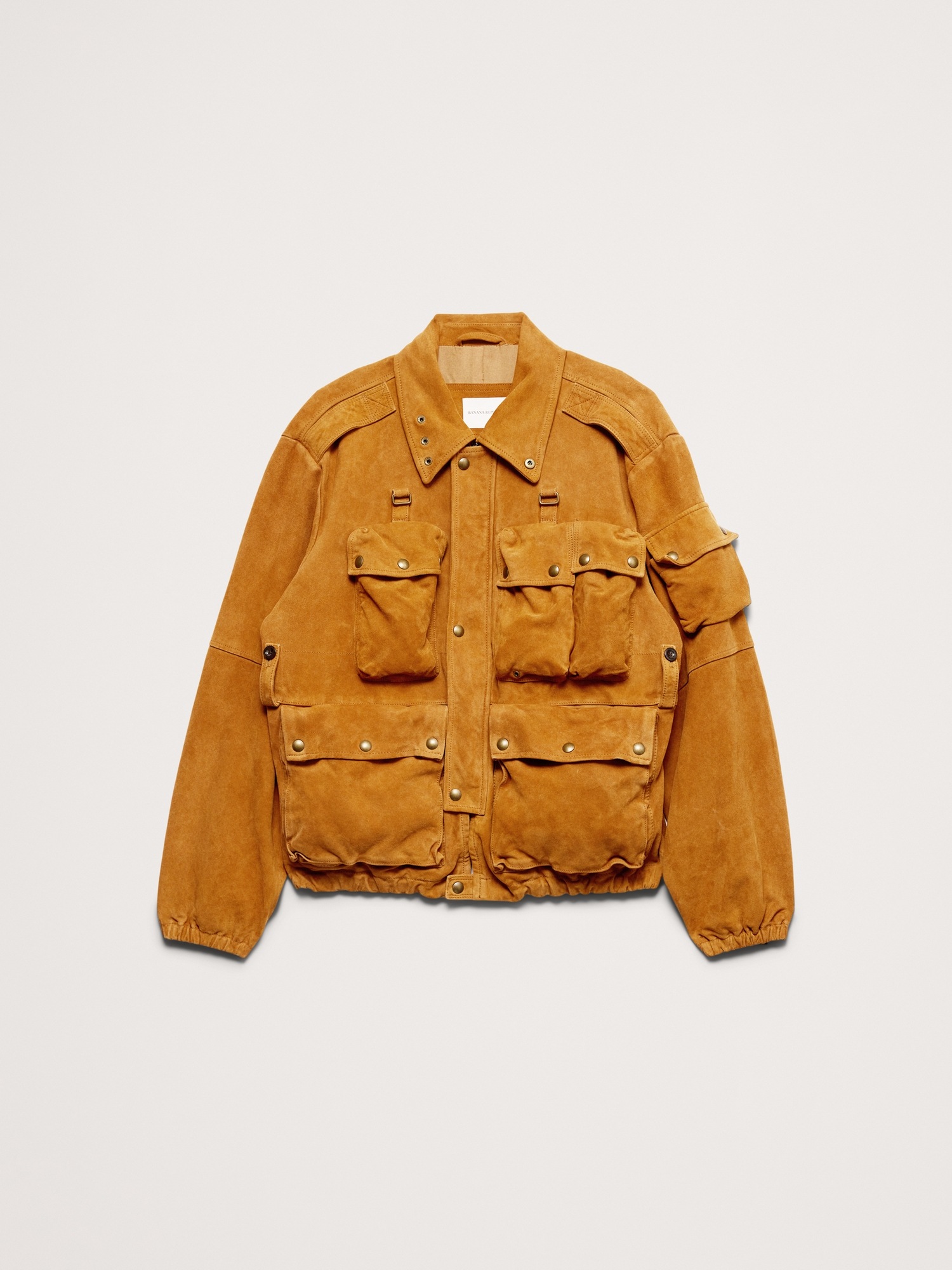 Мужская куртка Banana Republic Suede Multi-Pocket, цвет: Карамельный замшевый — фото 4