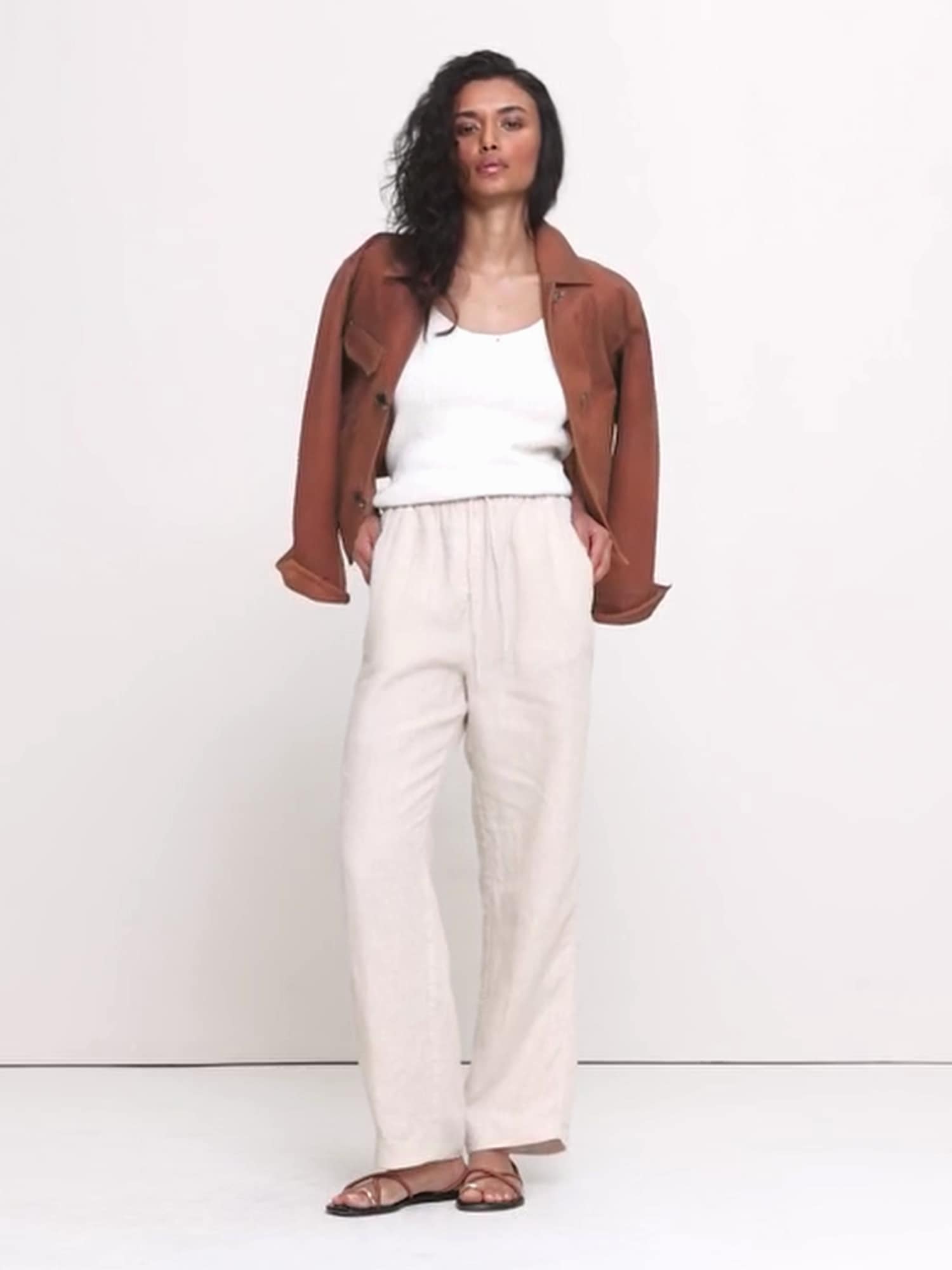 The Getaway Straight-Leg Pull-On Pant in Linen - thumbnail 6