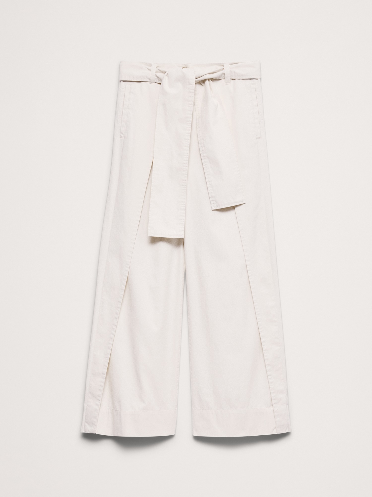 Женские брюки Banana Republic High-Rise Wide-Leg Wrap-Front Chino, цвет: Кремовый белый — фото 4