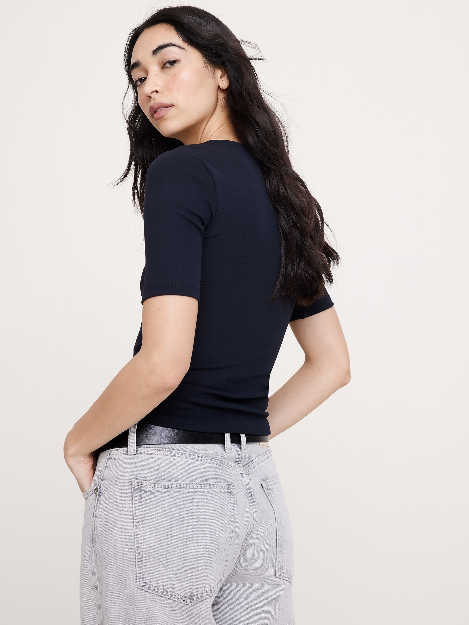 Image number 3 showing, Sculpted-Stretch Square-Neck Top