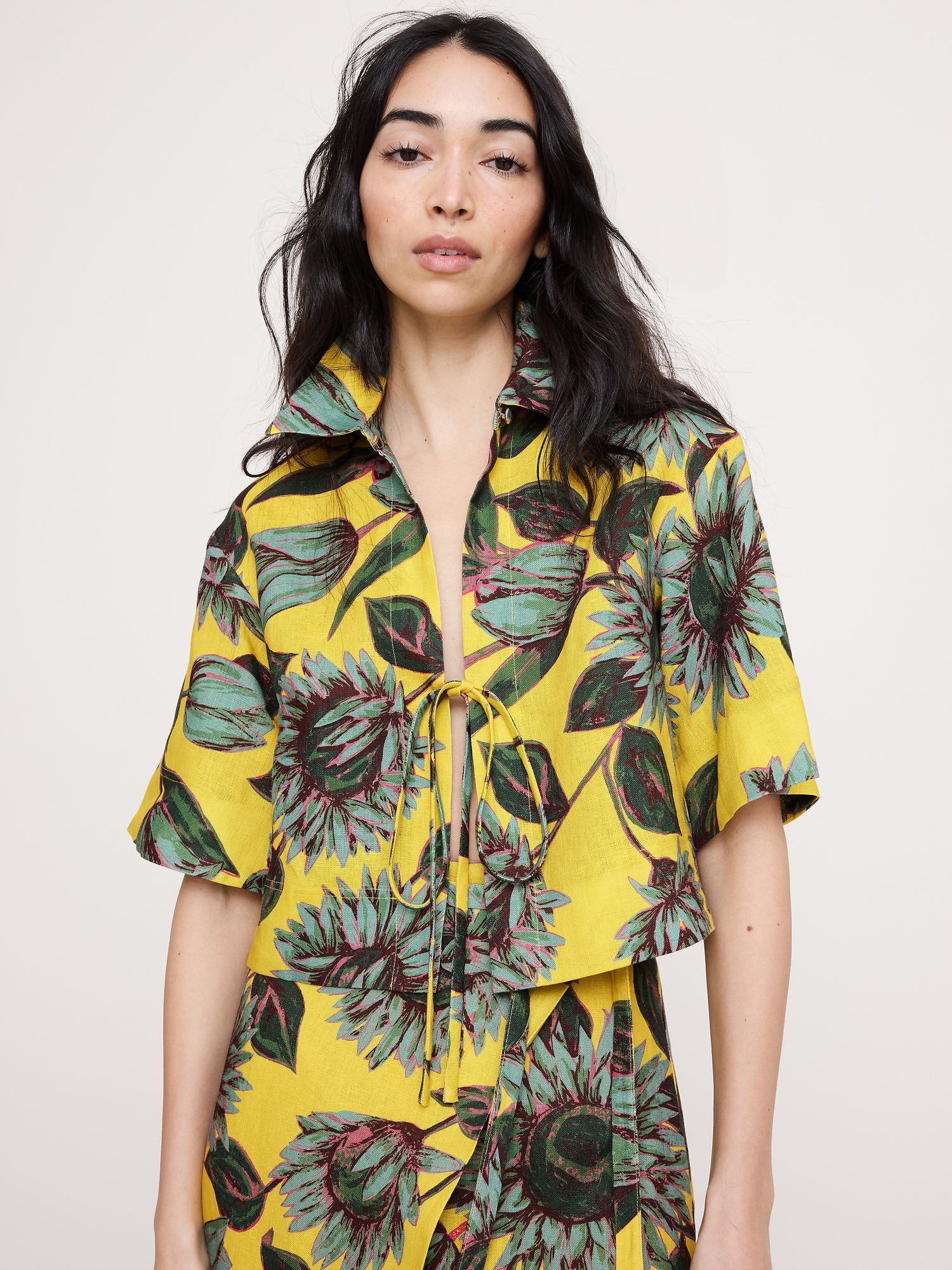 Linen Tie-Front Shirt