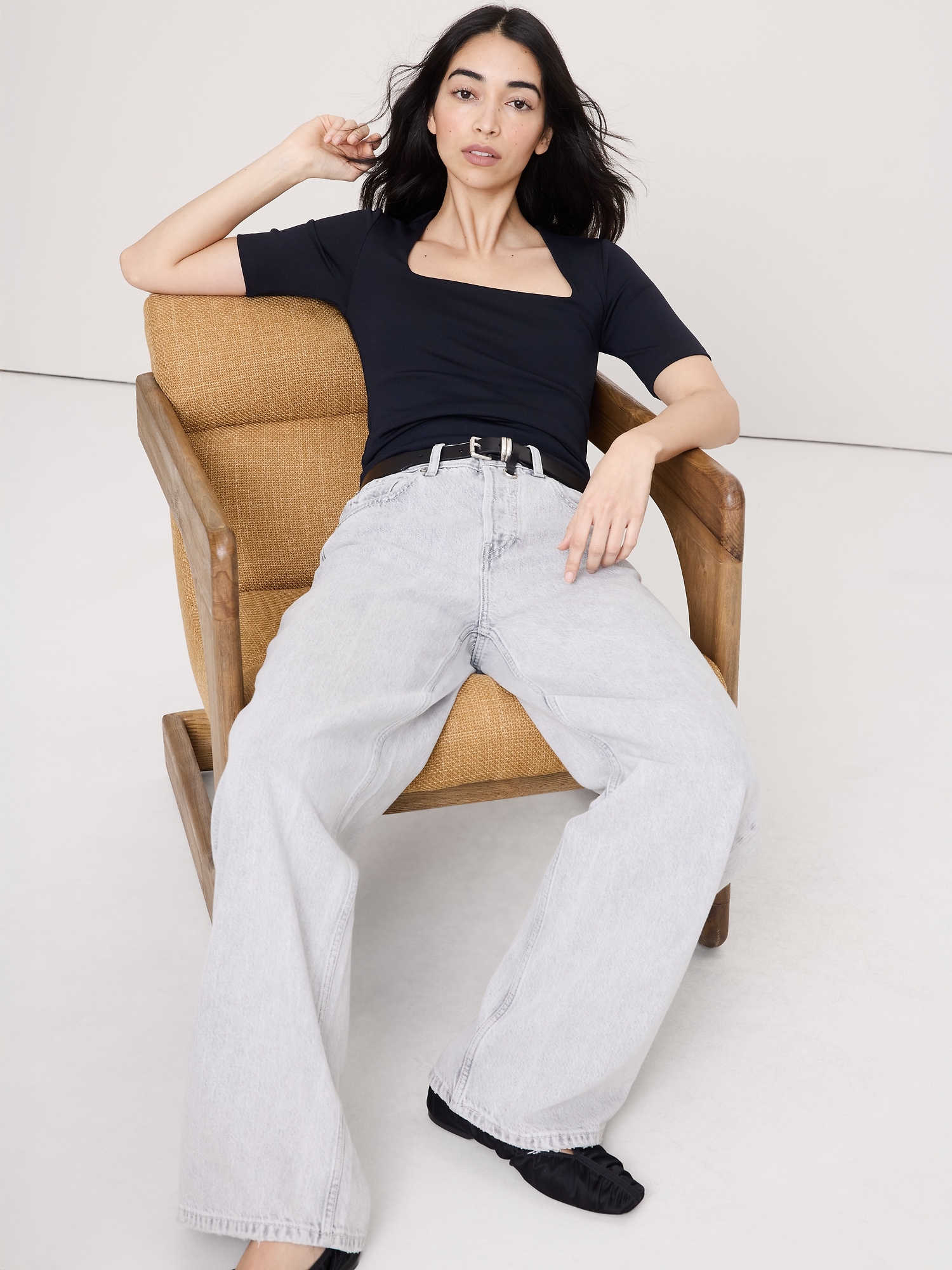 Image number 4 showing, Sculpted-Stretch Square-Neck Top