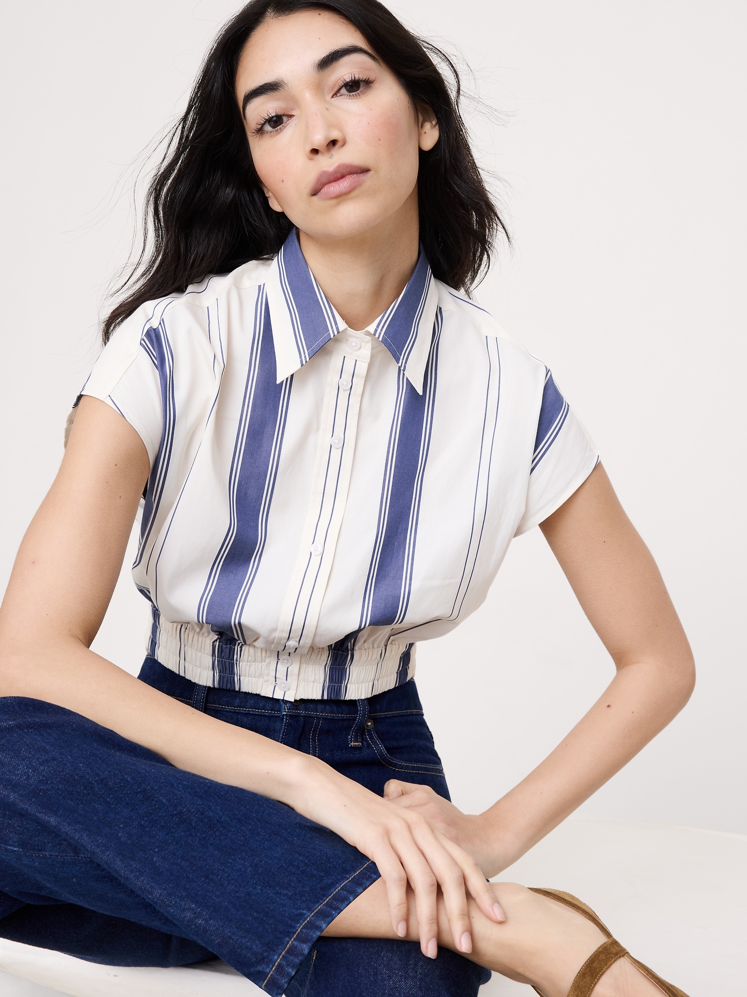 Image number 1 showing, Cotton Poplin Super-Cropped Shirt