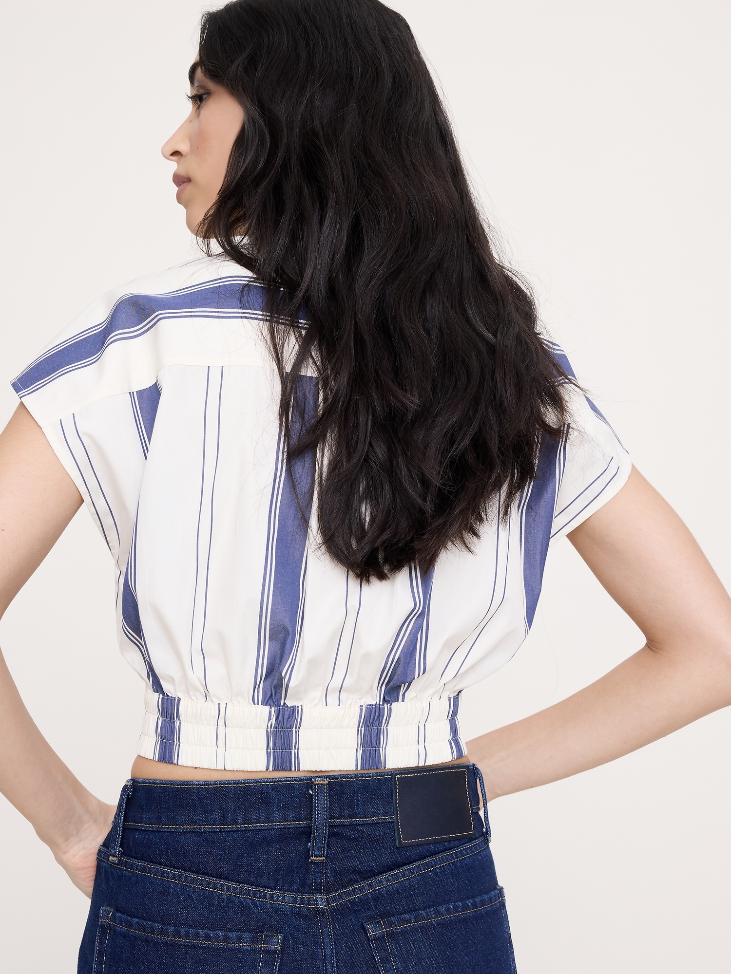 Image number 7 showing, Cotton Poplin Super-Cropped Shirt